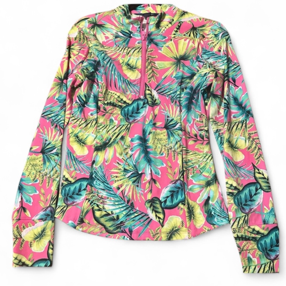Tommy Bahama Women's Small Half-Zip Golf Shirt Beach Tropical Multi